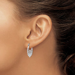 14k White Gold Claddagh Hoop Earrings - 6