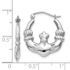 14k White Gold Claddagh Hoop Earrings - 6