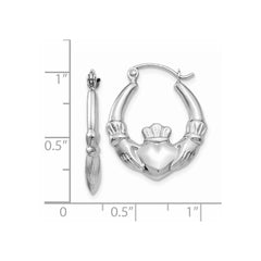 14k White Gold Claddagh Hoop Earrings - 3