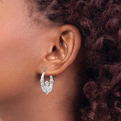14k White Gold Claddagh Hoop Earrings - 4