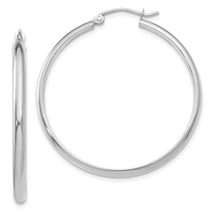 14k White Gold Polished Hoop Earring - 6