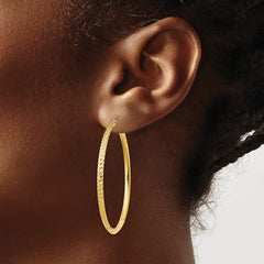 14K Knife Edge Diamond-cut Hollow Hoop Earrings - 4