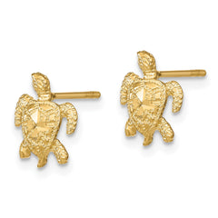 14k Polished Diamond-cut Sea Turtle Post Earrings - 2