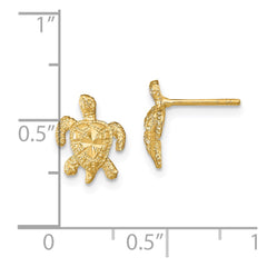 14k Polished Diamond-cut Sea Turtle Post Earrings - 2