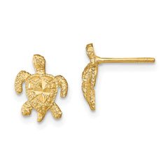 14k Polished Diamond-cut Sea Turtle Post Earrings - 2