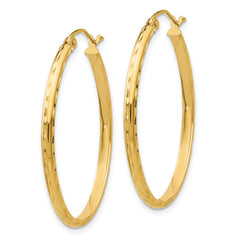 14k Lightweight Diamond-cut Oval Hoop Earrings - 3