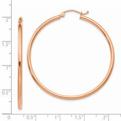 14k Rose Gold Polished 2mm Lightweight Tube Hoop Earrings - 2