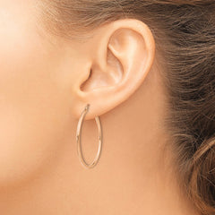 14k Rose Gold Polished 2mm Lightweight Tube Hoop Earrings - 3