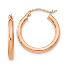 14k Rose Gold Polished 2.5mm Lightweight Tube Hoop Earrings - 6