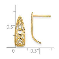 14K D/C Heart and X  Mini Post Earrings