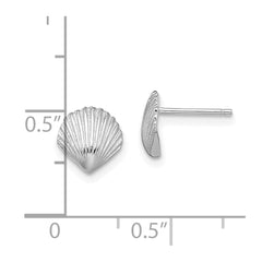 14K White Gold Scallop Shell Post Earrings - 2