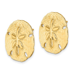 14K Polished Sand Dollar Post Earrings