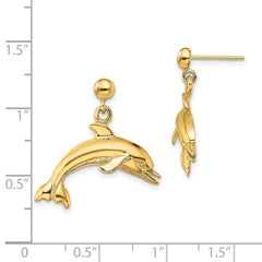 14K Jumping Dolphin Dangle Earrings - 2