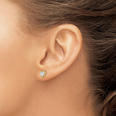 14k w/ Rhodium D/C Heart Post Earrings - 4