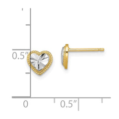 14k w/ Rhodium D/C Heart Post Earrings - 4