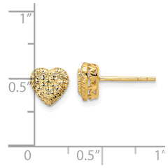 14k Polished Diamond-cut Heart Post Earrings - 2