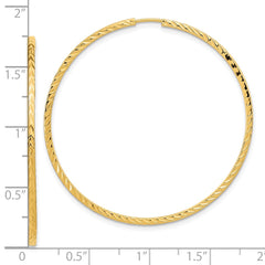 14k Diamond-cut Square Tube Endless Hoop Earrings - 9