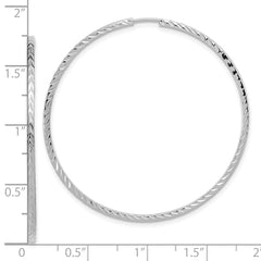14k White Gold Diamond-cut Square Tube Endless Hoop Earrings - 4