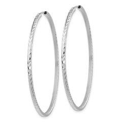 14k White Gold Diamond-cut Square Tube Endless Hoop Earrings - 11
