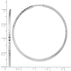 14k White Gold Diamond-cut Square Tube Endless Hoop Earrings - 11