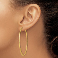 14k Diamond-cut Square Tube Endless Hoop Earrings - 10