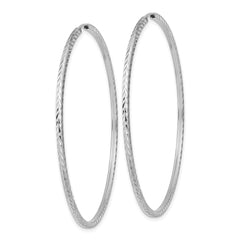 14k White Gold Diamond-cut Square Tube Endless Hoop Earrings - 5