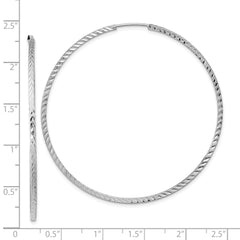 14k White Gold Diamond-cut Square Tube Endless Hoop Earrings - 5