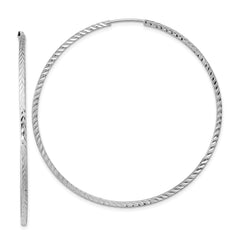 14k White Gold Diamond-cut Square Tube Endless Hoop Earrings - 5