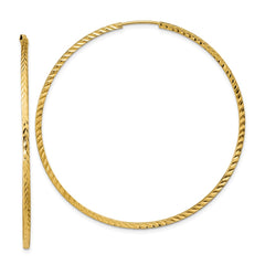 14k Diamond-cut Square Tube Endless Hoop Earrings - 10