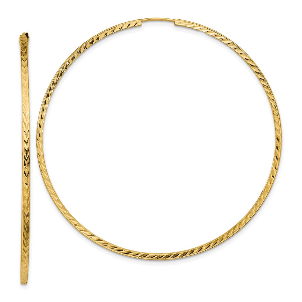 14k Diamond-cut Square Tube Endless Hoop Earrings - 11