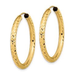 14k Polished & D/C Endless Hoop Earrings - 4