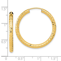 14k Polished & D/C Endless Hoop Earrings - 4
