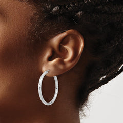 14k White Gold Polished & D/C Endless Hoop Earrings - 2