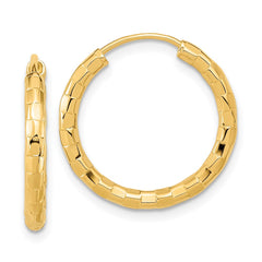 14k Gold Polished Faceted 2.5mm Hoop Earrings