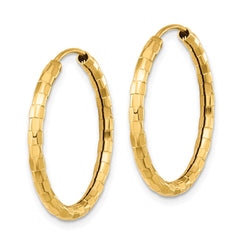 14k Gold Polished Faceted 2.5mm Hoop Earrings - 2