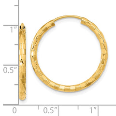 14k Gold Polished Faceted 2.5mm Hoop Earrings - 2