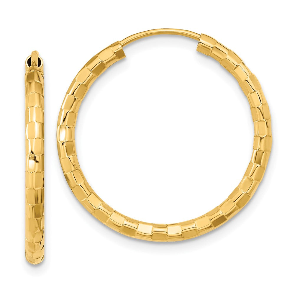 14k Gold Polished Faceted 2.5mm Hoop Earrings - 2