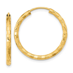14k Gold Polished Faceted 2.5mm Hoop Earrings - 2