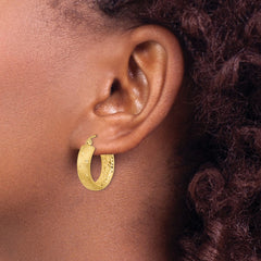 14k Polished Satin and Diamond-cut In/Out Hoop Earrings - 2