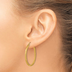 14k Satin Diamond-cut Square Tube Hoop Earrings - 2