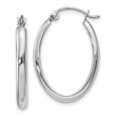 14k White Gold Polished 2.75mm Oval Tube Hoop Earrings - 2