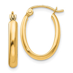 14k Polished 2.75mm Oval Tube Hoop Earrings - 2