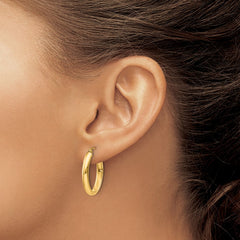 14k Polished 3.75mm Oval Tube Hoop Earrings