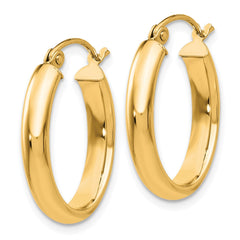 14k Polished 3.75mm Oval Tube Hoop Earrings - 2
