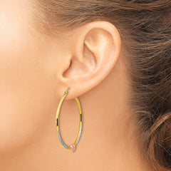 14k Two-tone with White Rhodium D/C Heart Hoop Earrings - 2