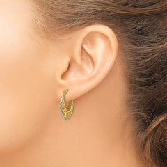 14k Rhodium-plated Polished Filigree Hoop Earrings