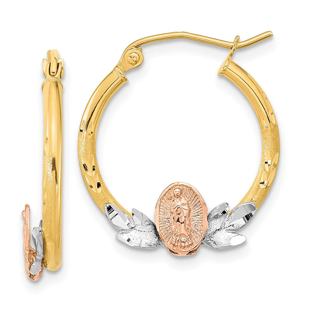 14K Tri-color Guadalupe Hoop Earrings - 2