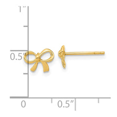 14k Gold Polished Bow Post Earrings
