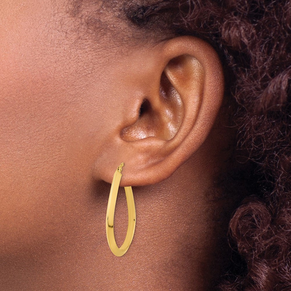 14k Polished 2.75mm Knife Edge Teardrop Shape Hoop Earrings