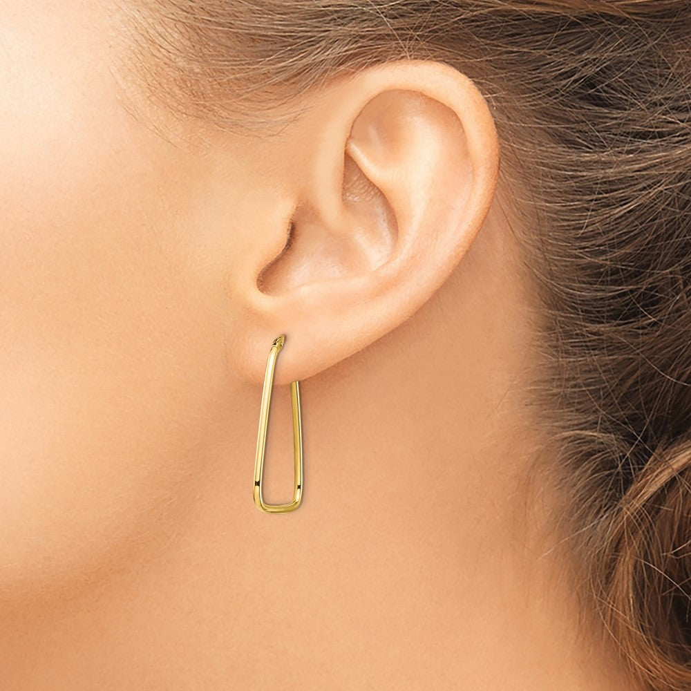 14k 1.5mm Polished Triangle Dangle Hoop Earrings - 2